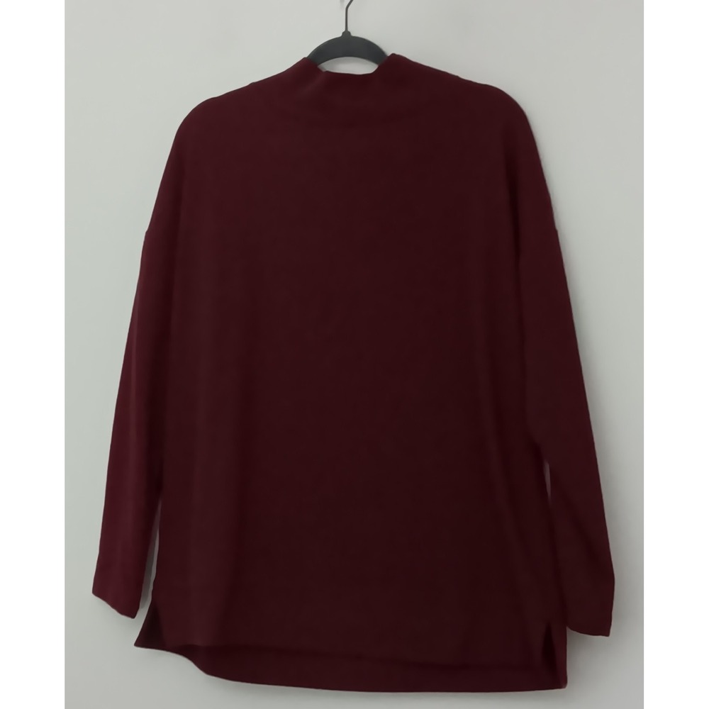 Denim & Co. Tunic Women's Size L Maroon Essentials Waffle Knit Relaxed Fit
